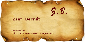 Zier Bernát névjegykártya